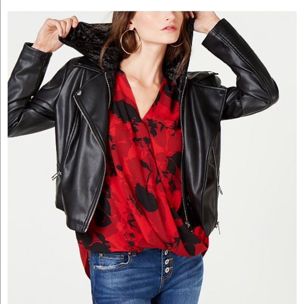 I.N.C faux leather, velvet hoodie, cropped jacket.